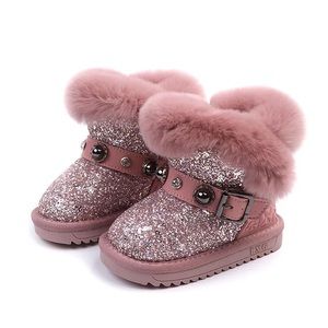 Pink Shimmer Buckle Boots